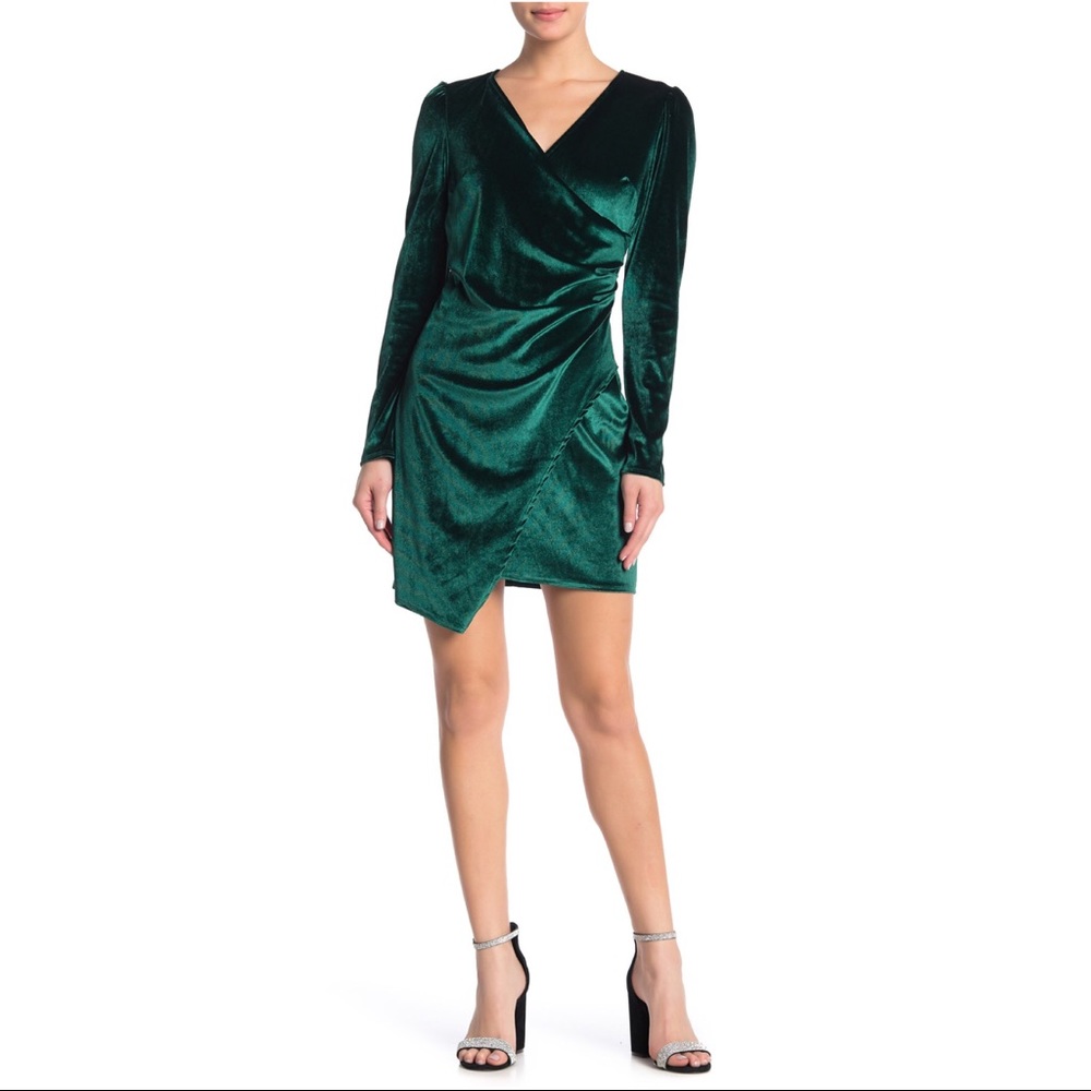 The Vanity Room Velvet Surplice Mini Dress L